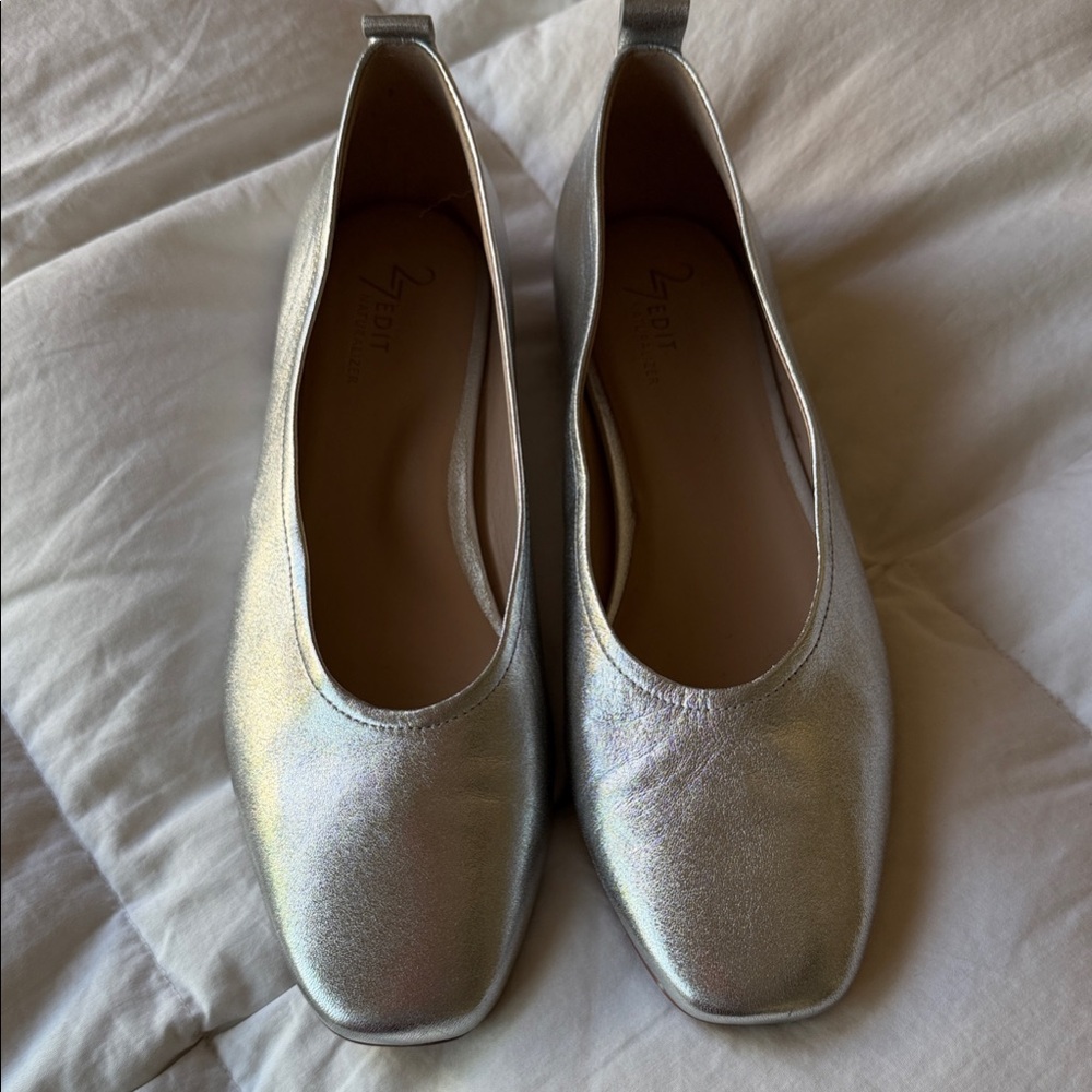 Zara Shimmering Silver Loafers